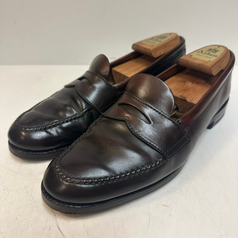 RESOLED Alden x Brooks Bros 763 Unlined Shell Cordovan Penny Loafer LHS 9 C